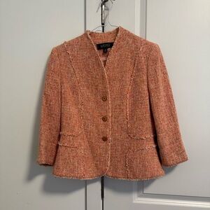 Kasper Pink & Orange Tweed Skirt Suit